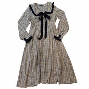 Dazy Plaid Long Sleeve Kids Dress